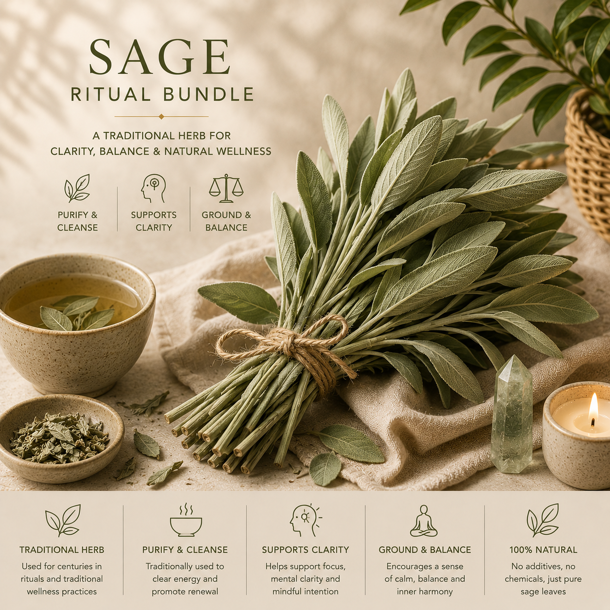 Sage Bundle- Energy Revitilization and Space Cleansing Herb Bundle